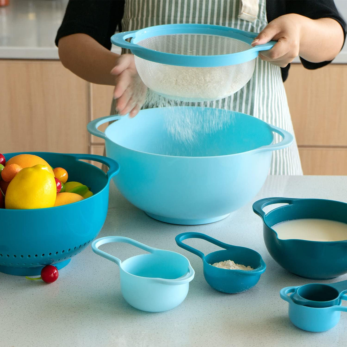 Pantula Mixing Bowls-Plastic Nesting Set of 8, Rv Camper Accessories
