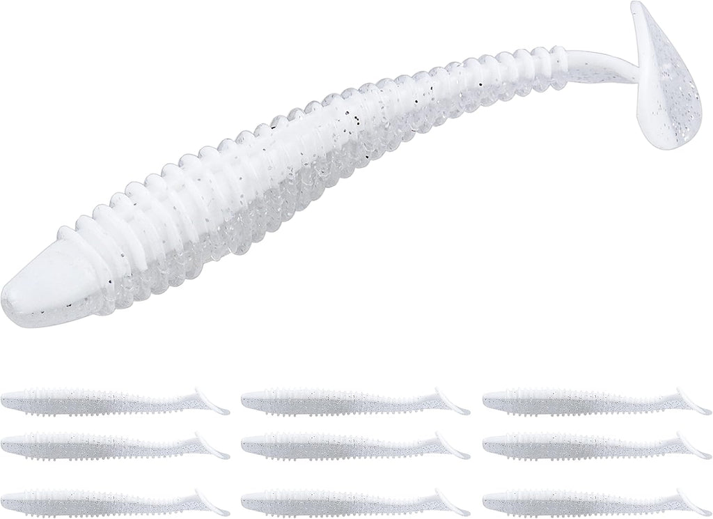 RUNCL Swimbaits Paddle 10/20/30/40PCS, 5/4/3/2 Inchs Paddle Tail, Soft Lure for Trout Crappie Bass, Durable Plastic Bait Swimmer for Saltwater/Freshwater, Fishing Lover's Gift