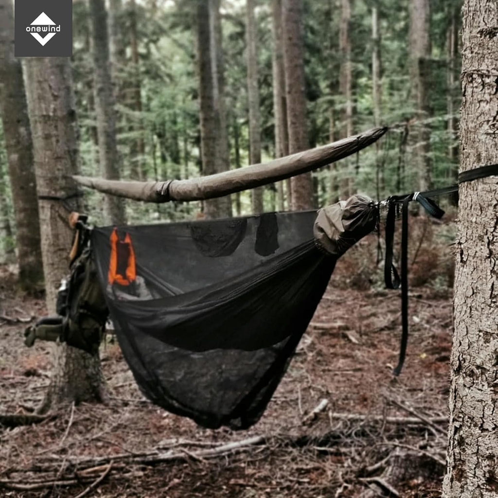 onewind 11ft Camping Double Hammock with Mosquito Net and Ridgeline, Brown