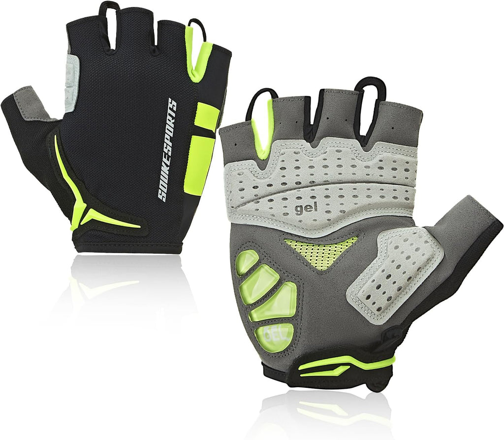 Souke Sports Mens Cycling Gloves with Gel Pads Half Finger Bike Gloves Lightweight Anti-Slip Shock-Absorbing for MTB Road Biking
