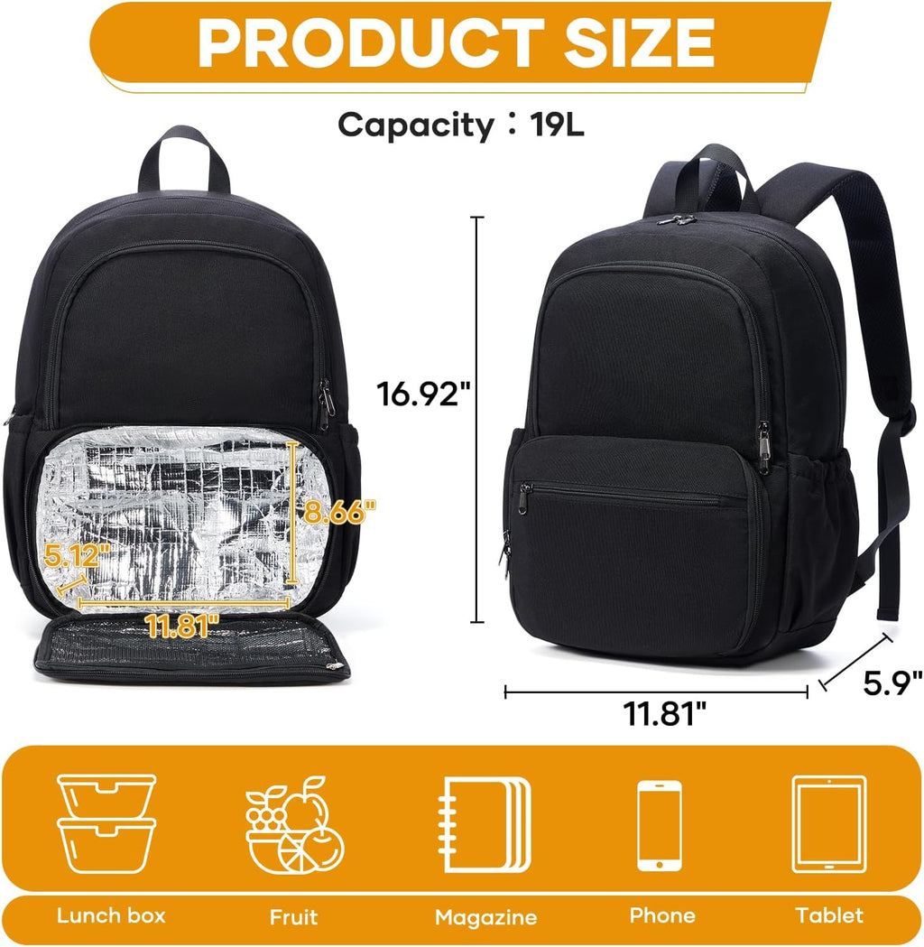 coowoz Lunch Backpack for Men Women,15.6 Inch Laptop Backpack with Lunch Compartment,Water Resistant Insulated Cooler Work college Backpacks