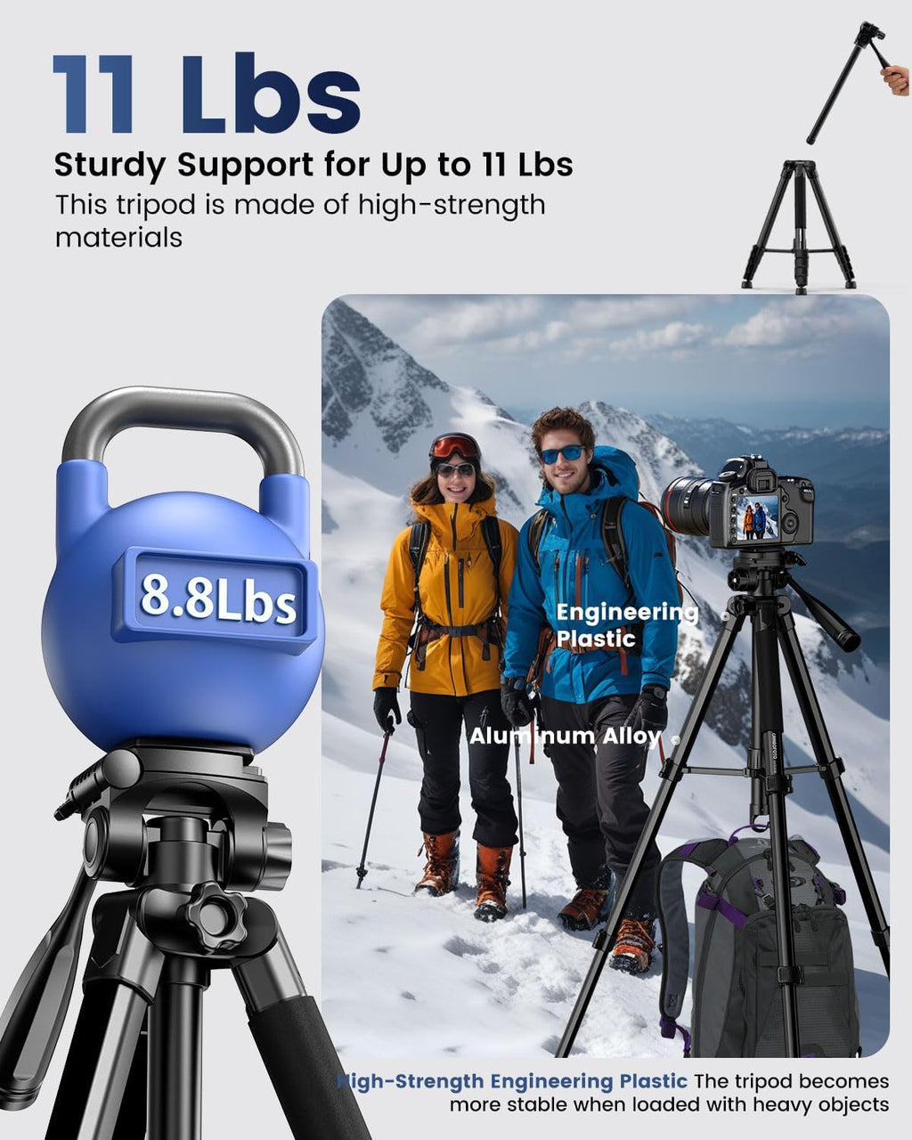 CAMBOFOTO 73" Camera Tripod and Monopod, Aluminum Tripod Stand/Black