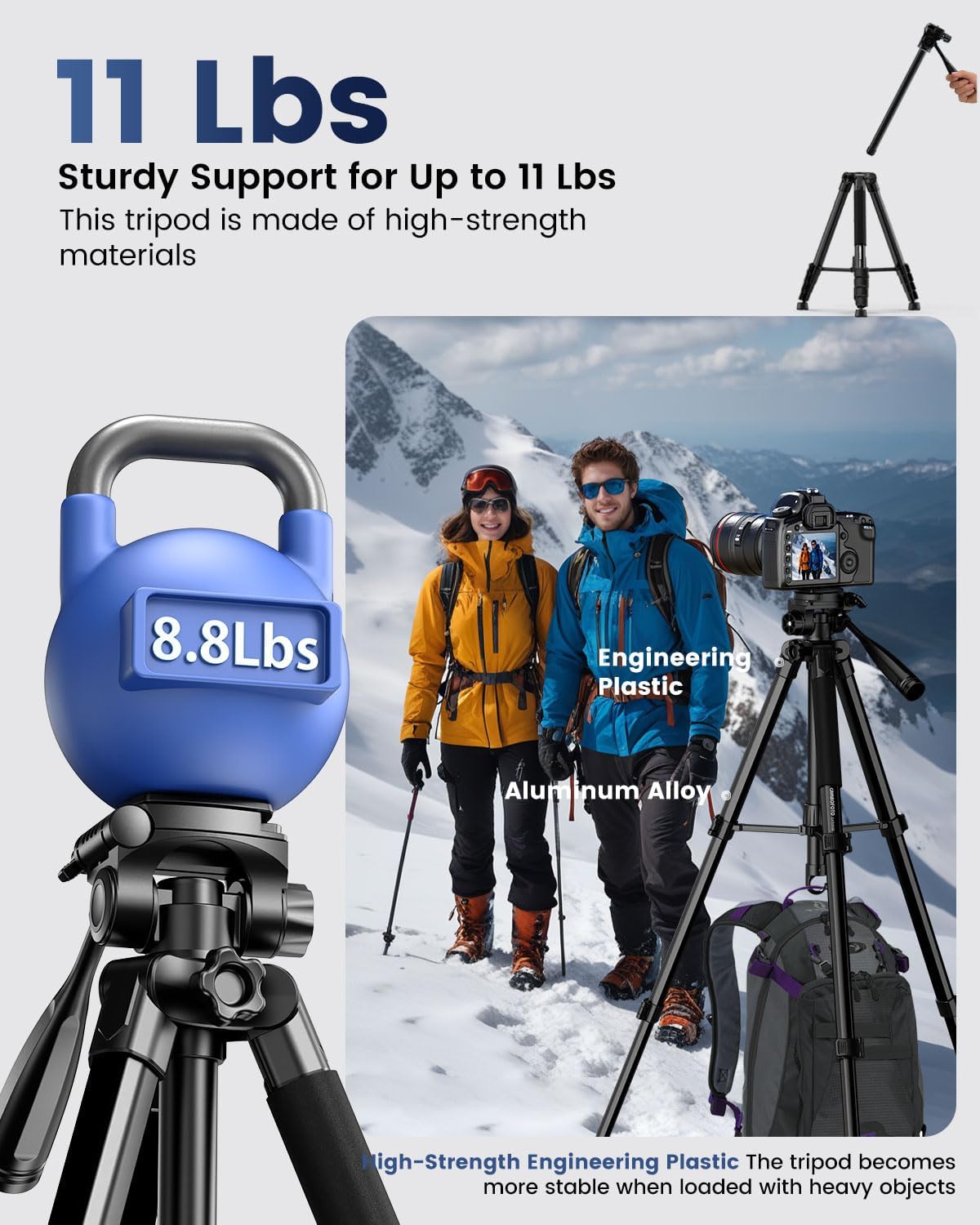 CAMBOFOTO 73" Camera Tripod and Monopod, Aluminum Tripod Stand/Black