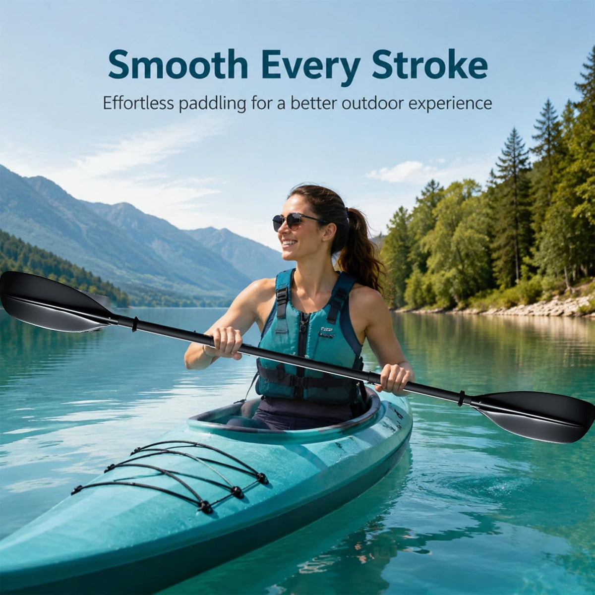 Youth Kayak Paddle,4 Piece Kayak Oar with Waterproof Storage Bag Wide Blade Adjustable Kayak Paddle Teens Beginners Kayaking Canoeing Fishing Boating Lake River Ocean.