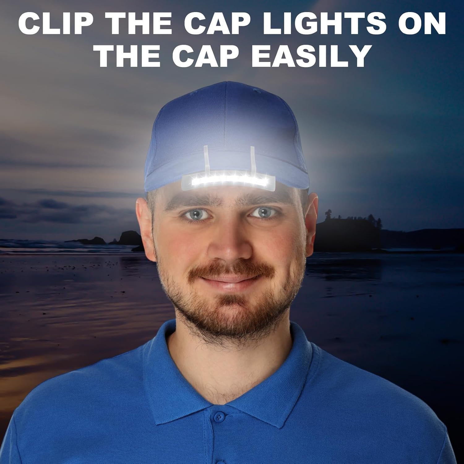 Mudder 4 Pcs Grey Hat Light Clip on Battery Powered 11 LED Cap Flashlight