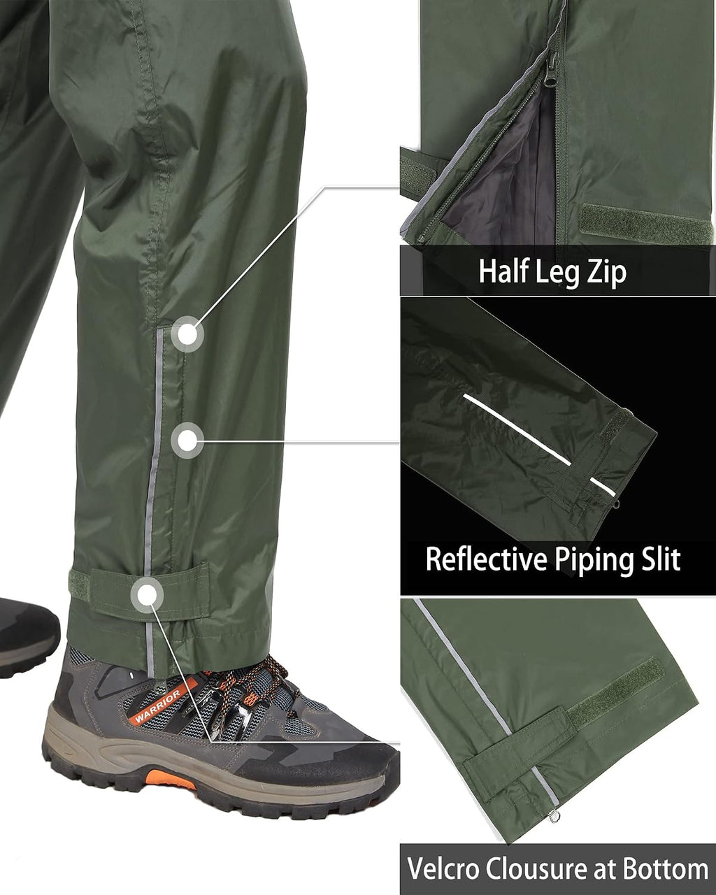 33,000ft Men's Rain Pants, Waterproof Rain Over Pants, Windproof Pants