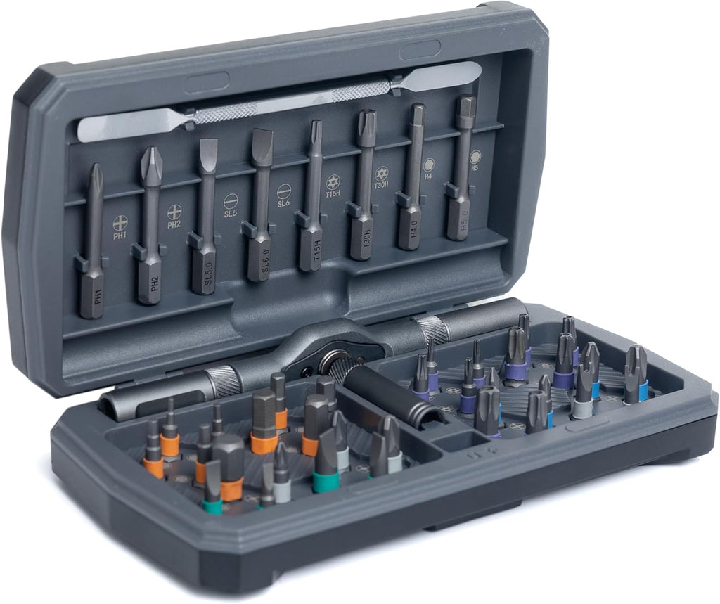 ANVANNA Ratchet Screwdriver Set, Magnetic Screwdriver Sets with Storage Case Repair Tool Kit for Computer, Eyeglass, Bicycles, Watch, Ring Doorbell, Furniture and DIY