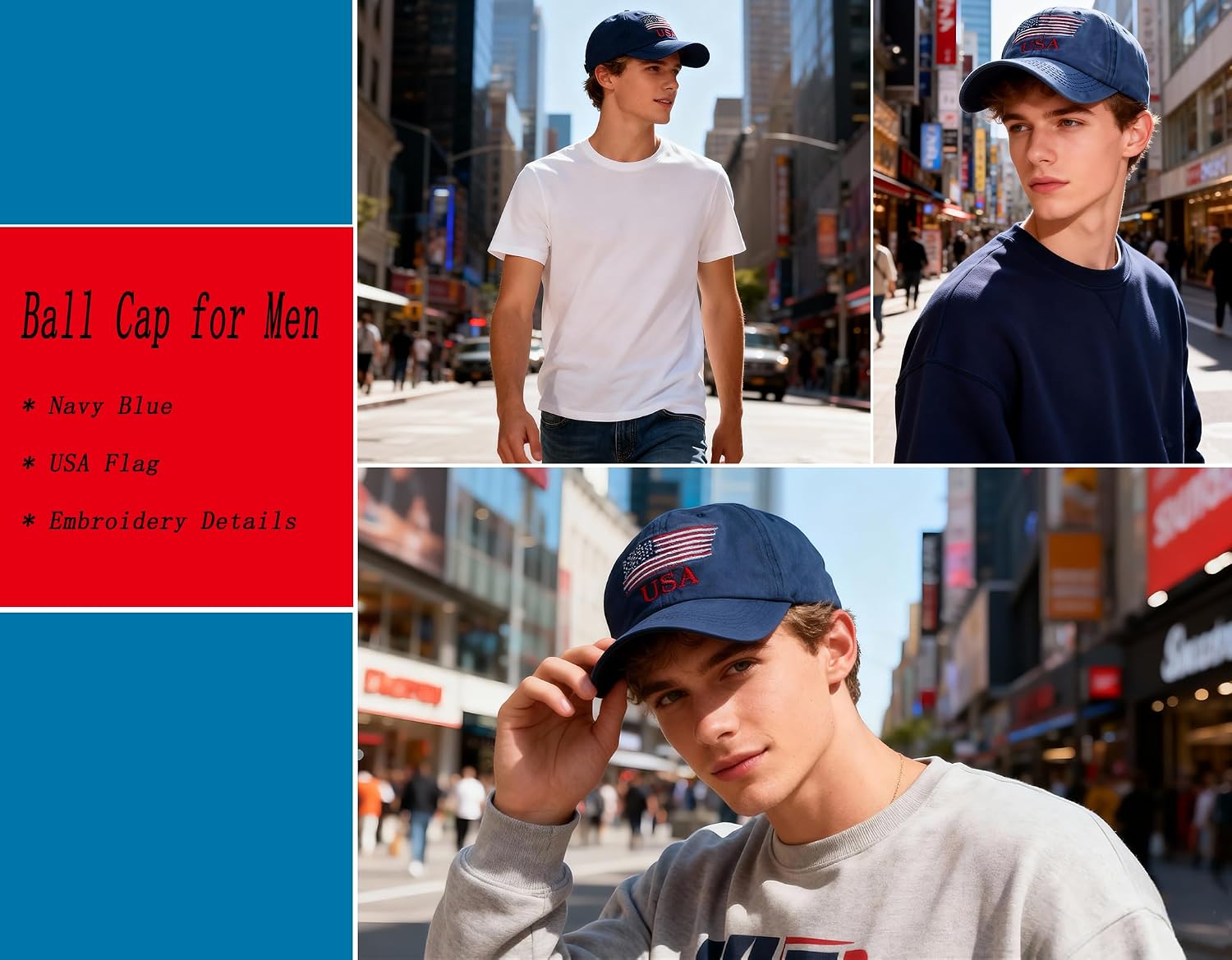 Washed American Flag Baseball Cap Adjustable Sun Dad Gift Hats for Unisex