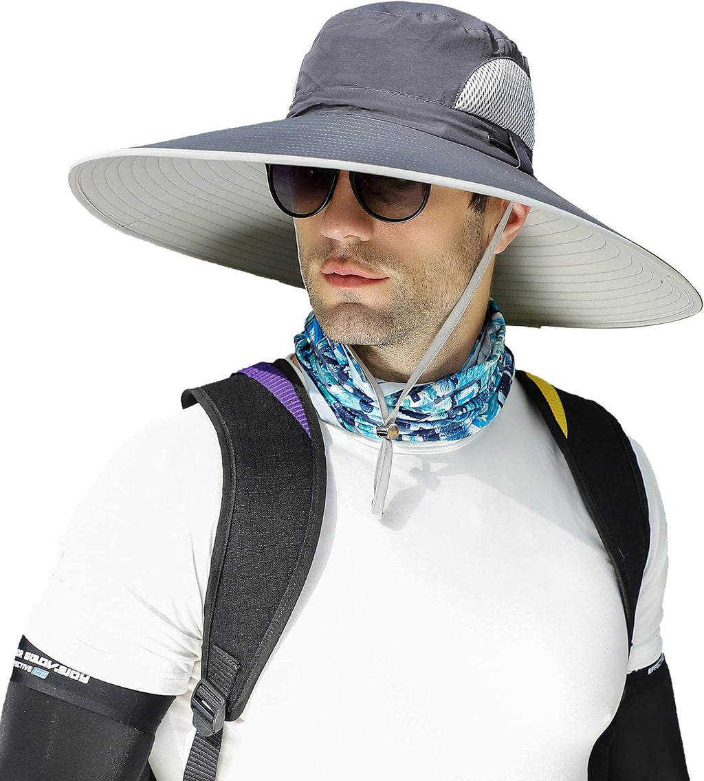 Leotruny Men Wide Brim Sun Hats UPF50+ Waterproof Breathable Bucket Hat