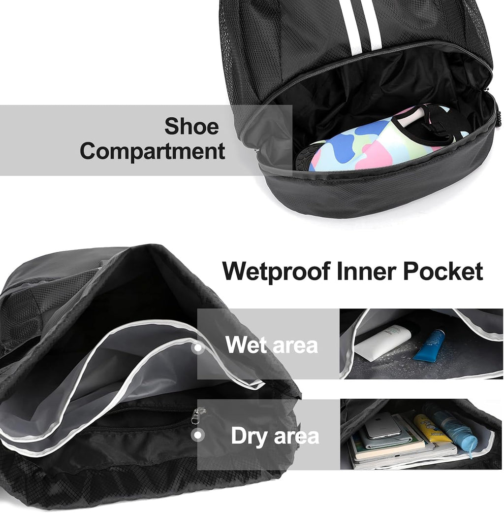 Hoedia Sports Drawstring Backpack - Swim Gym Bag for Women and Men