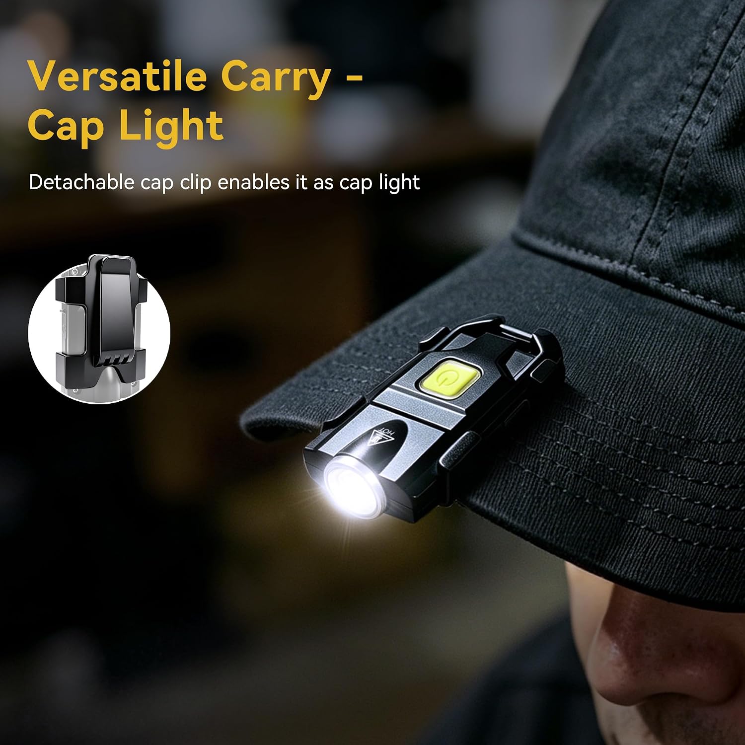 lexall H8 2 Pack Keychain Flashlight, 500LM USB-C Mini Light with Cap Clip