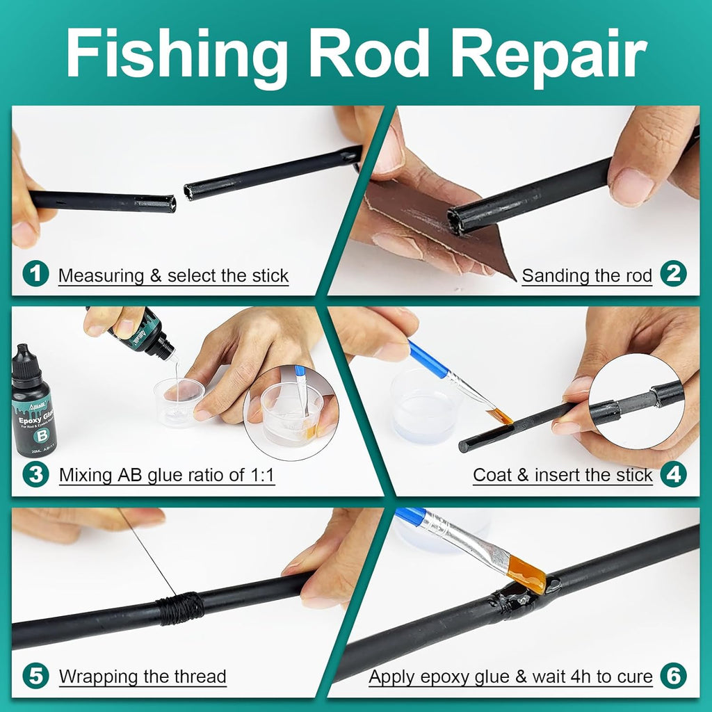 Fishing Rod Repair Kit - 3-in-1 Fishing Pole Complete Supplies Kit