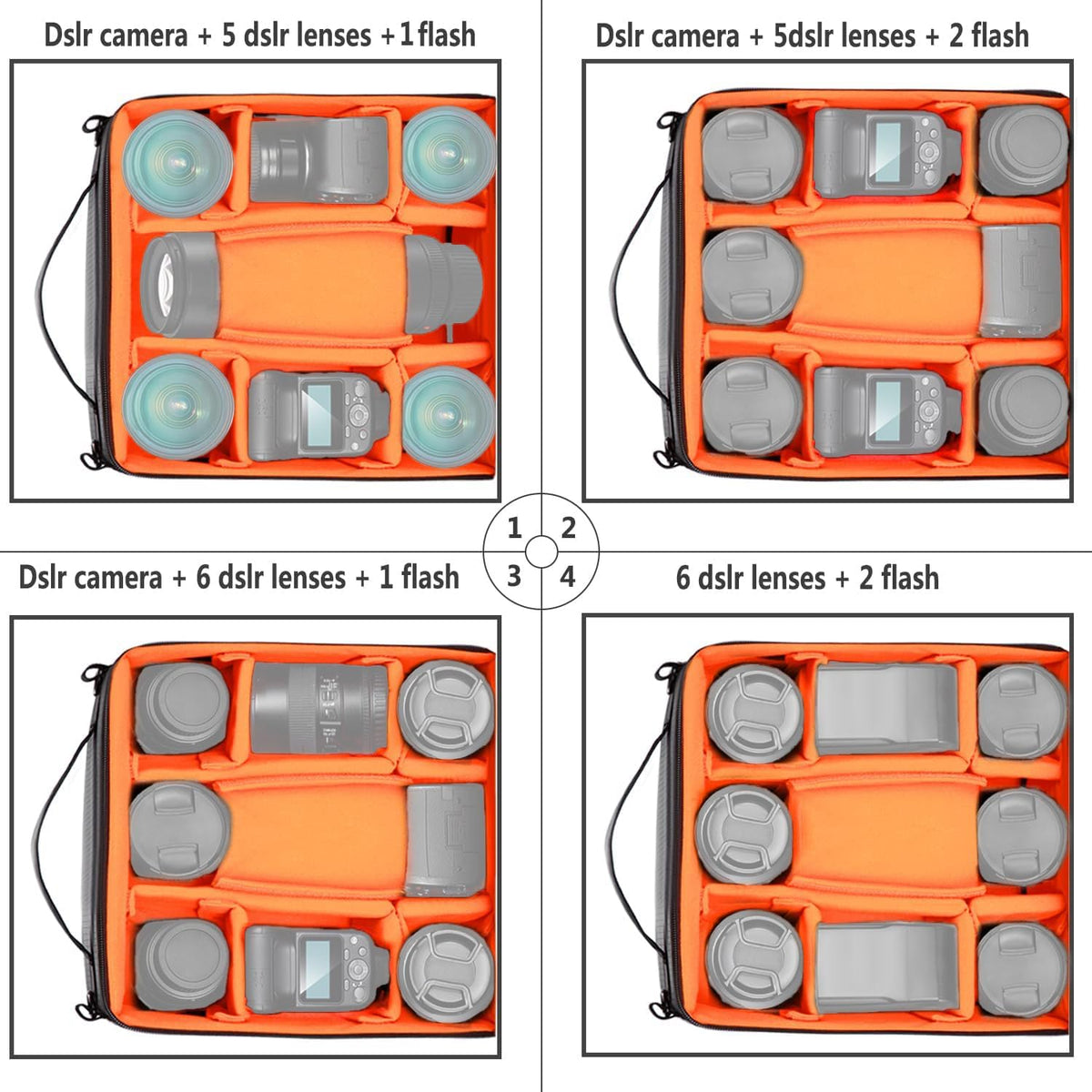 NEEWER Flexible Partition Camera Padded Bag Insert Protection Handbag