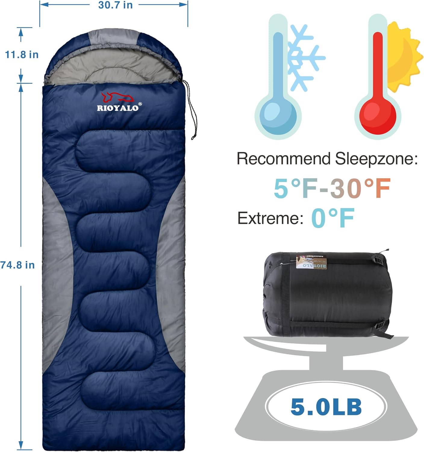0 Degree Winter Sleeping Bags for Adults, Cold Weather Camping