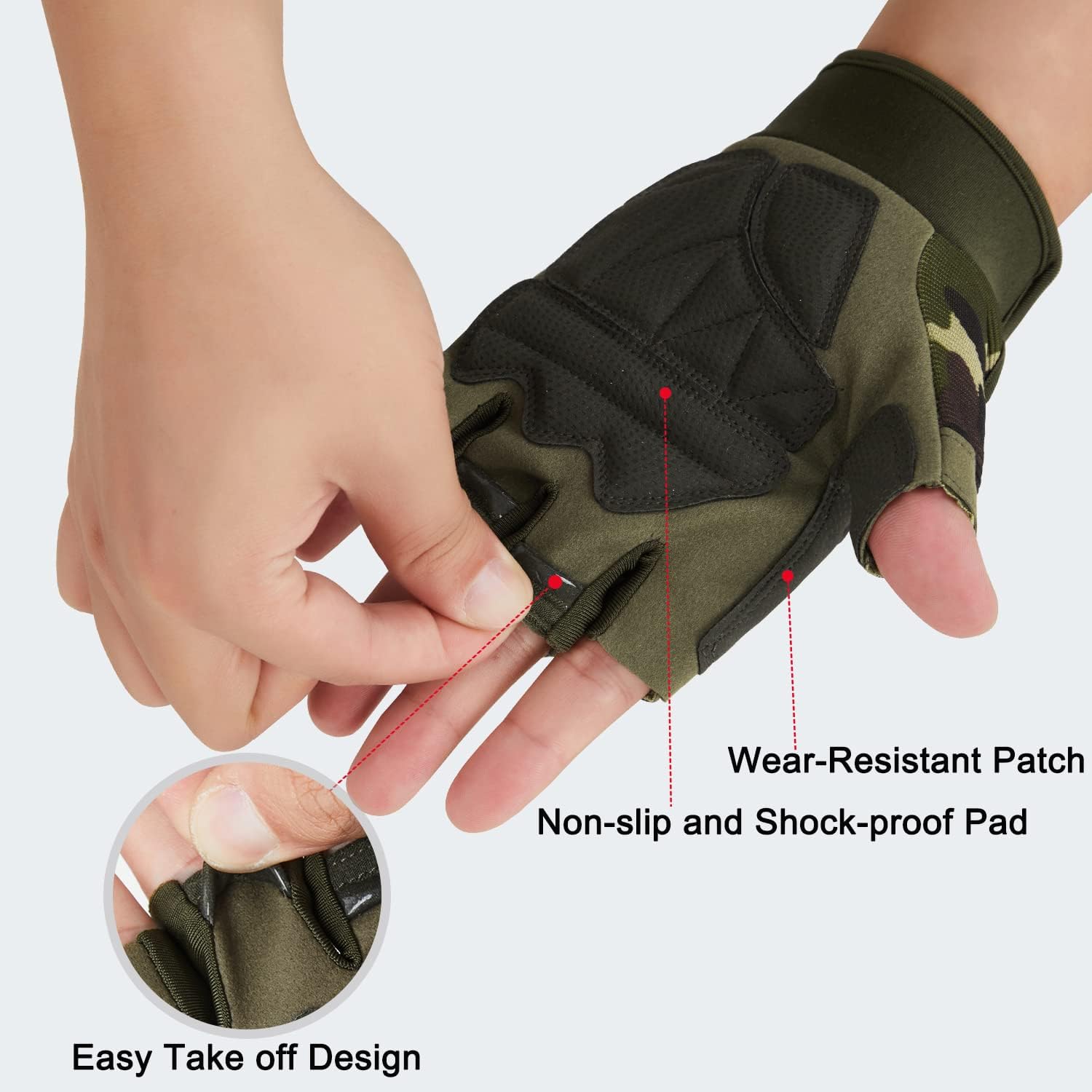FIORETTO Fingerless Gloves for Men, Breathable Grip Palm Gloves for Motorcycle Riding, Driving, Cycling, Exercise, Workout, Climbing, Hiking and Outdoor Activities M210603