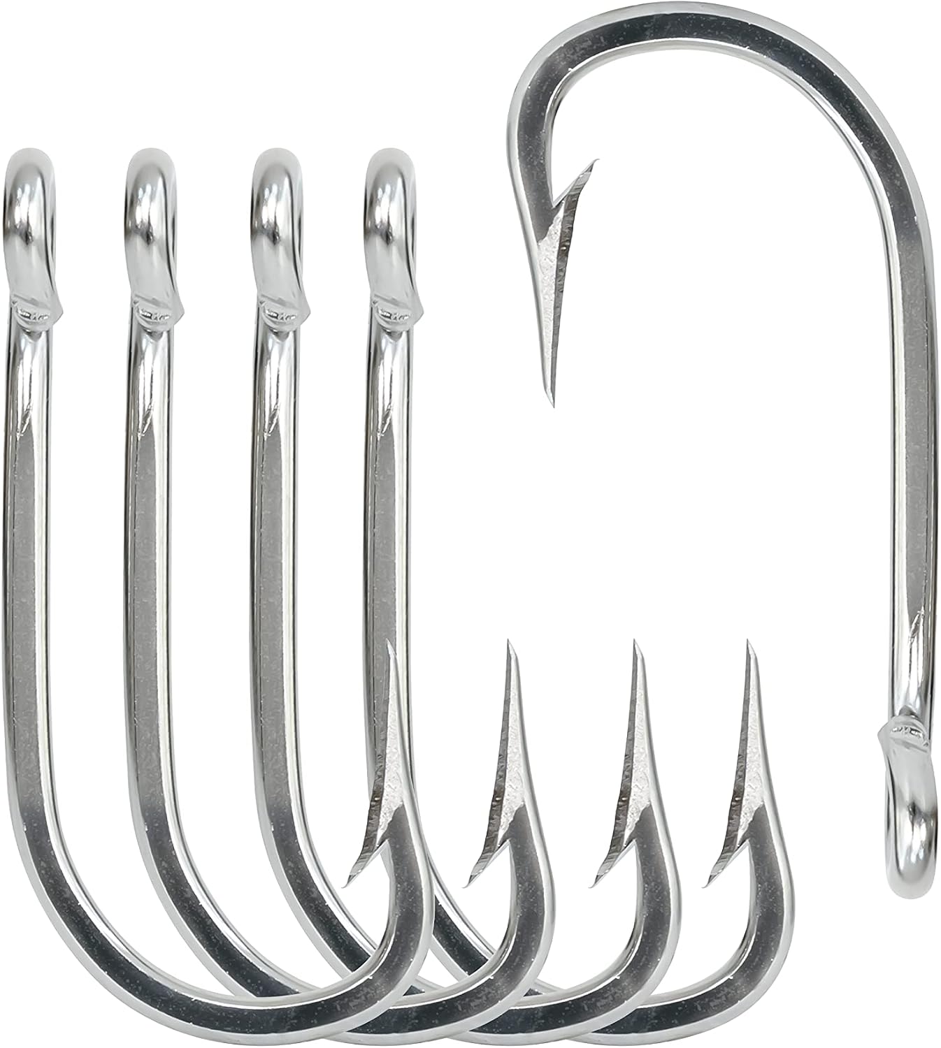 BLUEWING 5pcs/10pcs Stainless Steel Trolling Fishing Hooks Needle Point Extra Sharp Fish Hooks for Freshwater Saltwater Fishing