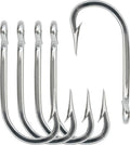 BLUEWING 5pcs/10pcs Stainless Steel Trolling Fishing Hooks Needle Point Extra Sharp Fish Hooks for Freshwater Saltwater Fishing