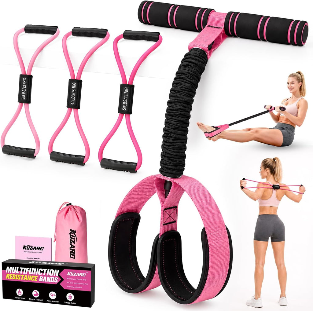 Pedal Resistance Bands with Handles & Figure 8 Full Body Exercise Set
