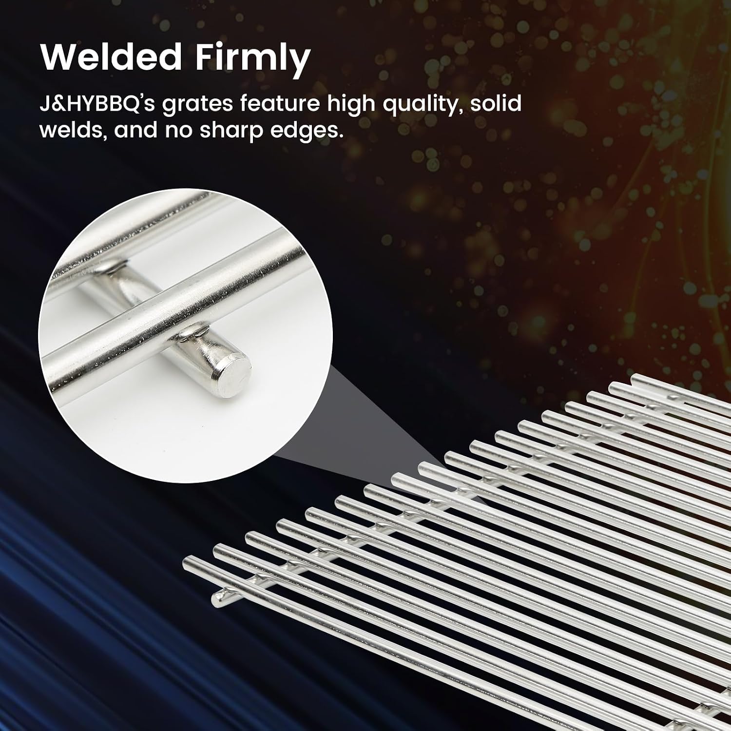 J&HYBBQ 19.5" Grill Grates for Weber Genesis 300 Series 2007-2016, E/EP/S-310 320 330 Grills, 7mm 304 Stainless Steel Replacement Parts for Weber 6512001 6519099, 2 Pack