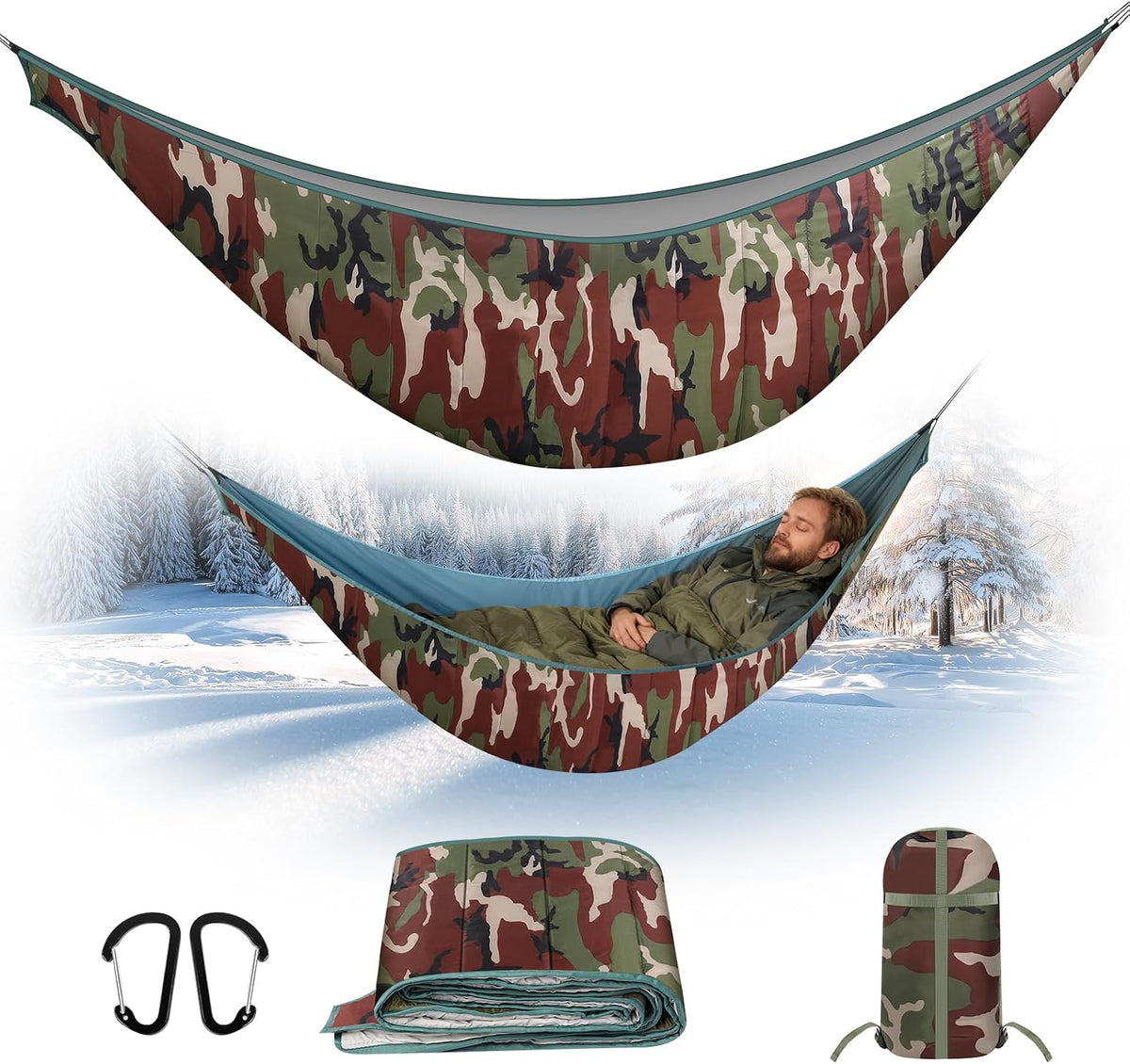 Hammock Underquilt, Insulated Camping Quilt for Warm Sleeping, Easy to Setup and Packable for Camping, Hiking, Travel, Beach, Backyard, Patio (Army Green)