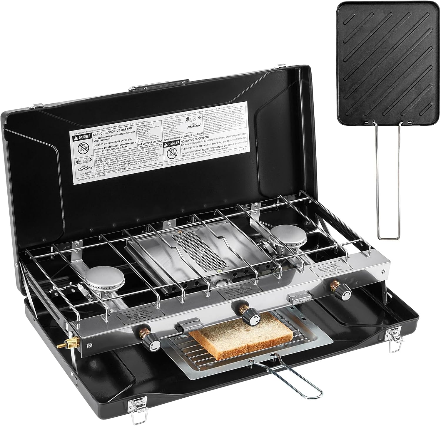 FineFlame Camping Stove, Propane Portable Camp Stove, 20000BTU-2 Burners