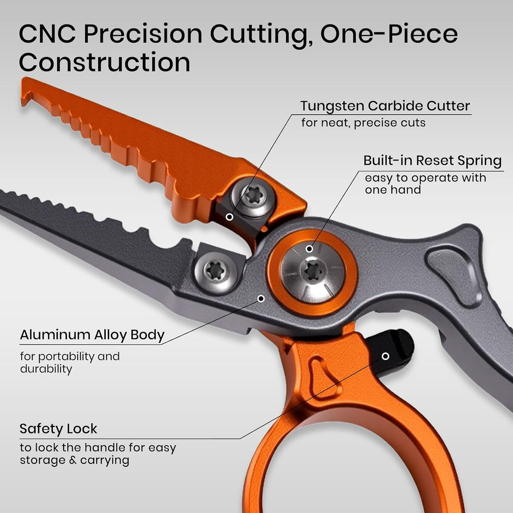 Pristis Micro Pocket Pliers with Zinger Retractor, Aluminum Multi Tool