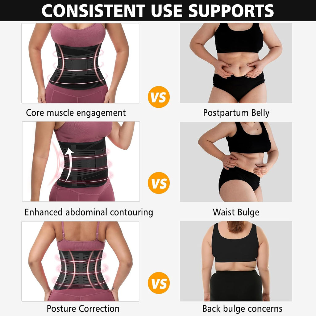 KOOCHY Waist Trainer For Women Men,Adjustable Sweat Band Tummy Control Belt,Waist Trimmer for Weight Loss Workout Fitness Gym