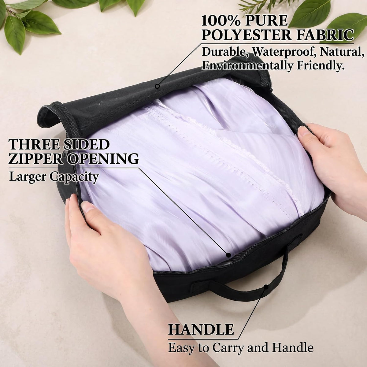 Shinymoon 3 Set 100% Cotton Packing Cubes 3 Sizes Regular Black