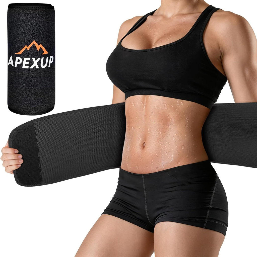 APEXUP Waist Trainer for Women Lower Belly Fat, Men Sweat Band, Stomach Wrap, Waist Trimmer with Removable Lumbar Support