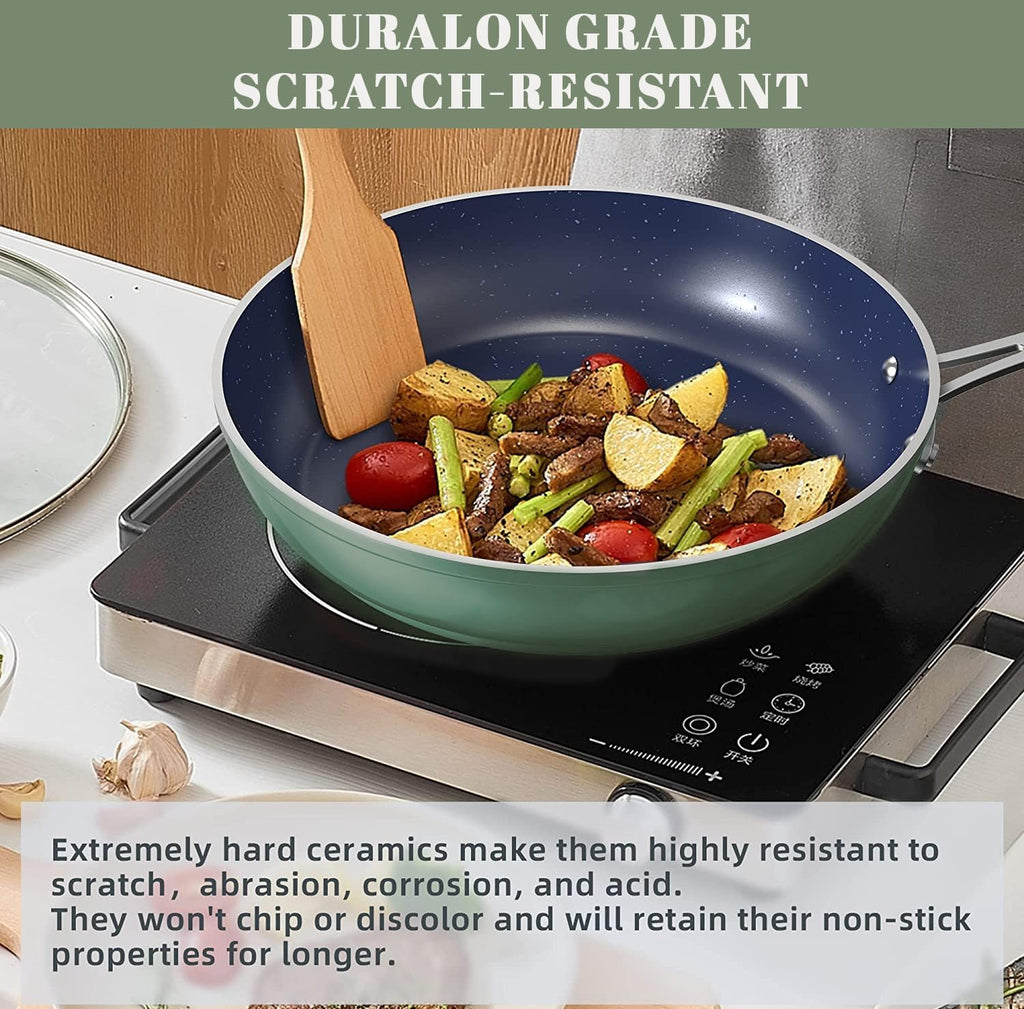 Nuwave 9pc Cookware Set Healthy Duralon Blue Ceramic Nonstick Coated