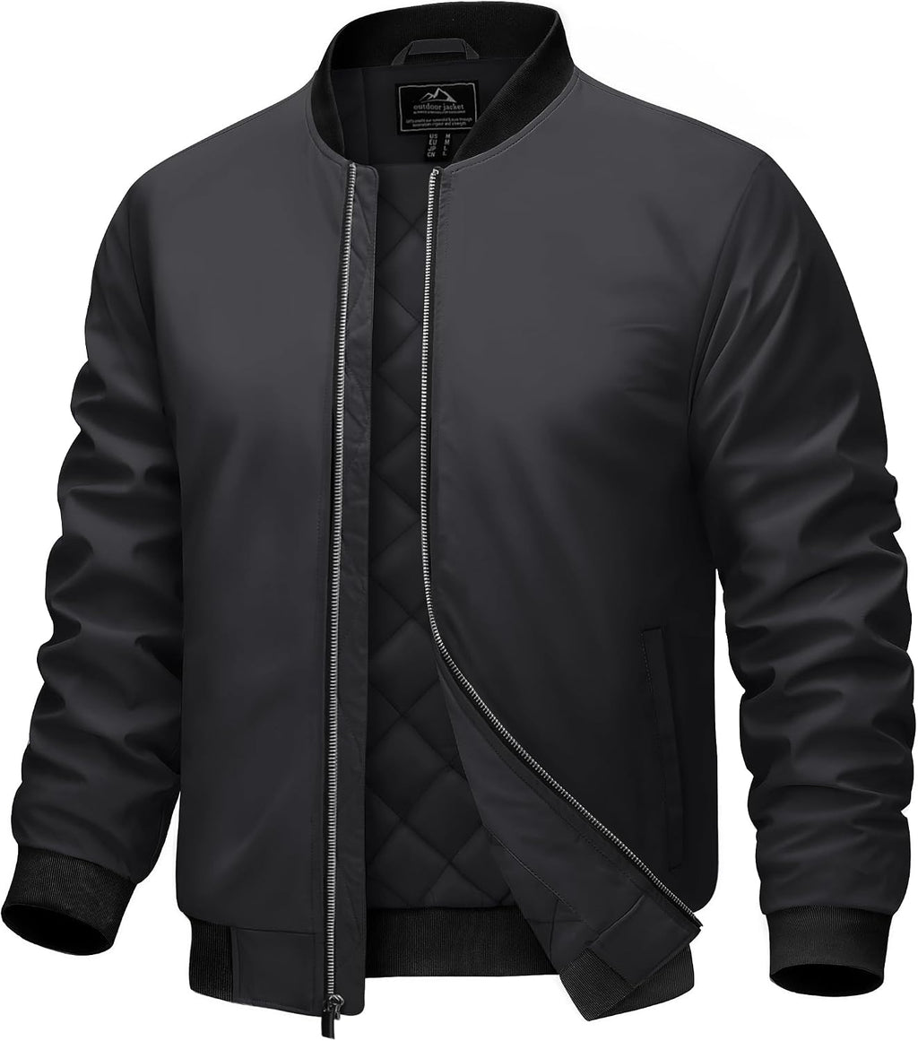 Cotrasen Men's Bomber Jacket Fall Winter Windbreaker Warm Quilted Coats
