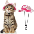DENTRUN Cat Bucket Hat with Ear Hole, Cotton Birthday Bonnet for Small Pets