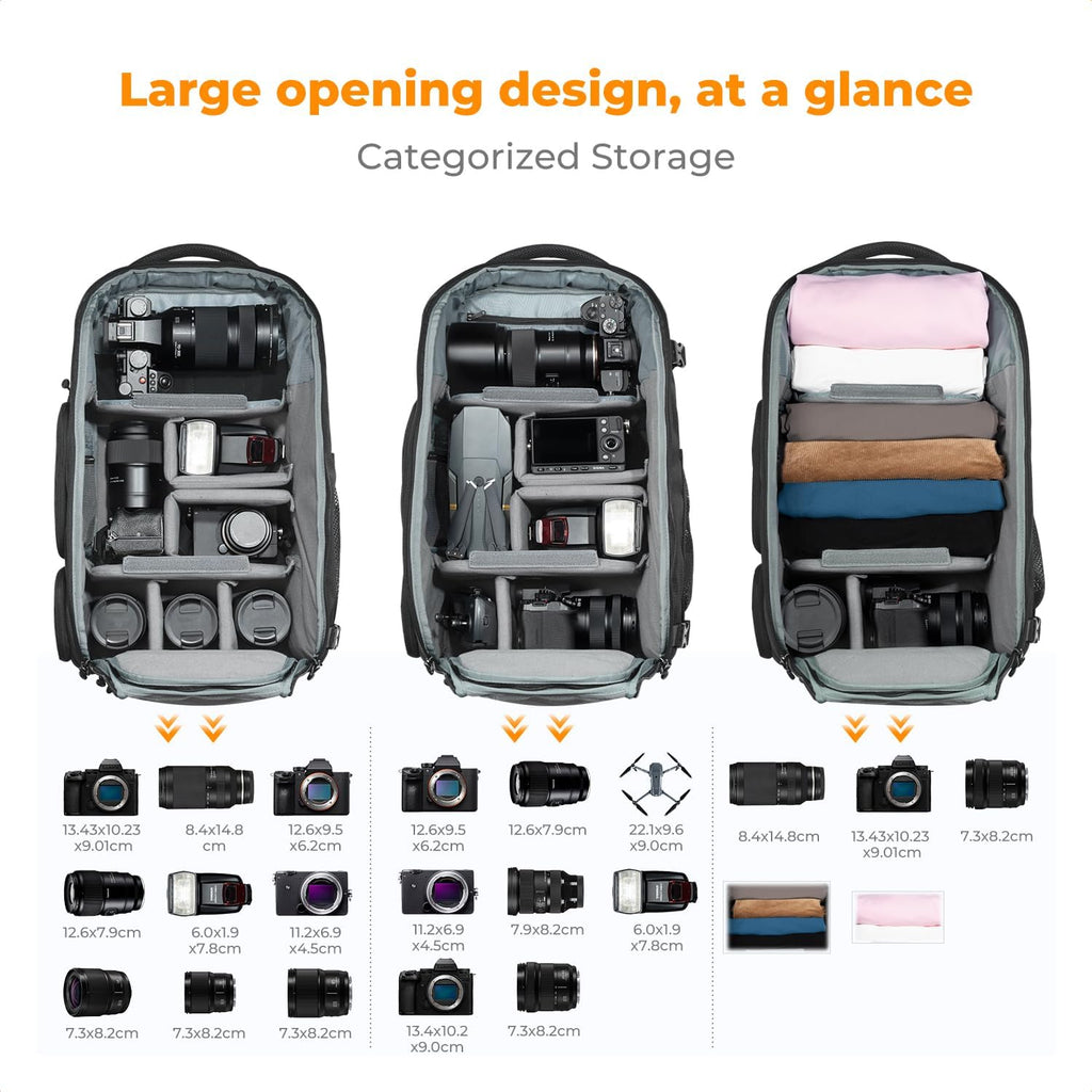 K&F CONCEPT Camera Backpack,30L Large Capacity Camera Bag for Photographers