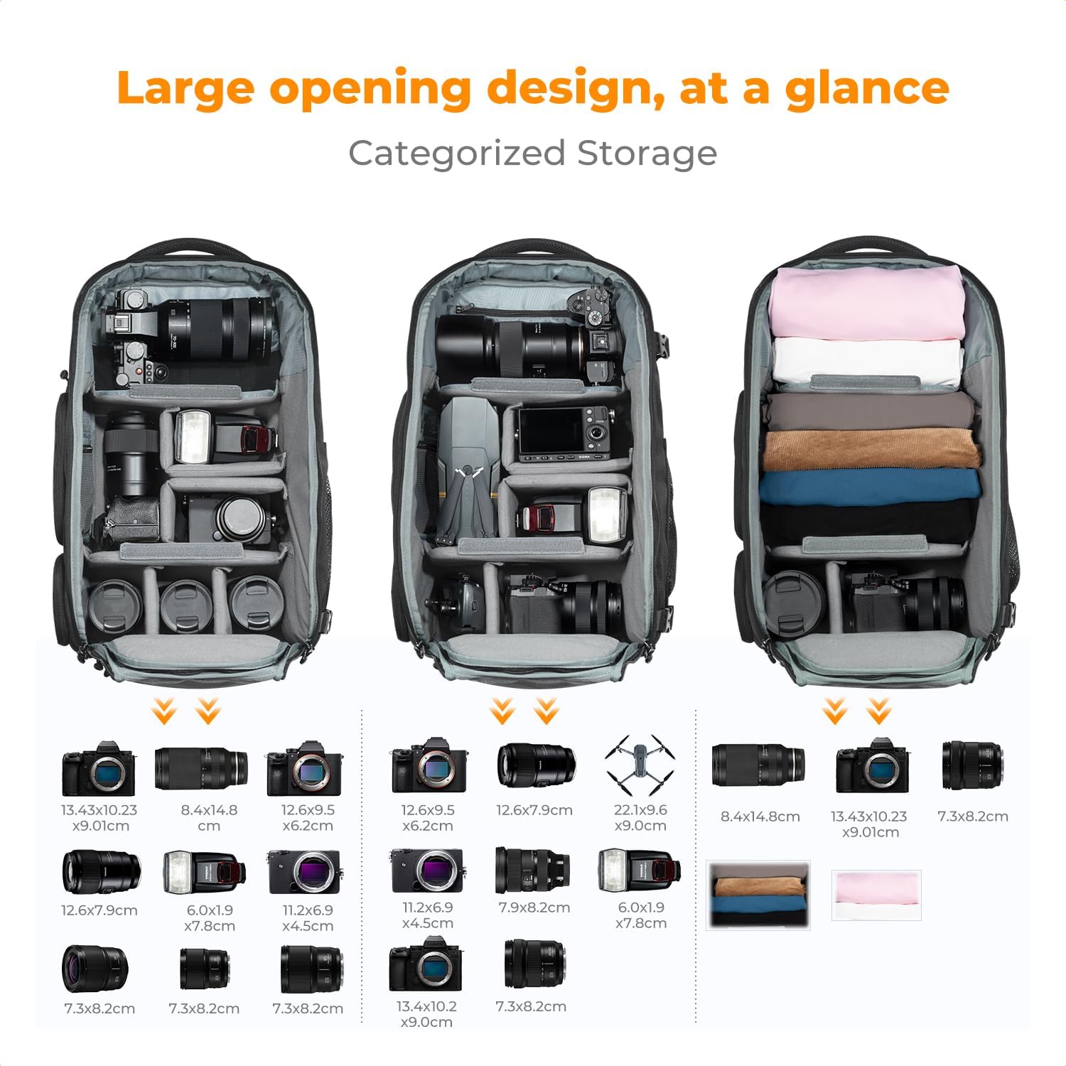 K&F CONCEPT Camera Backpack,30L Large Capacity Camera Bag for Photographers