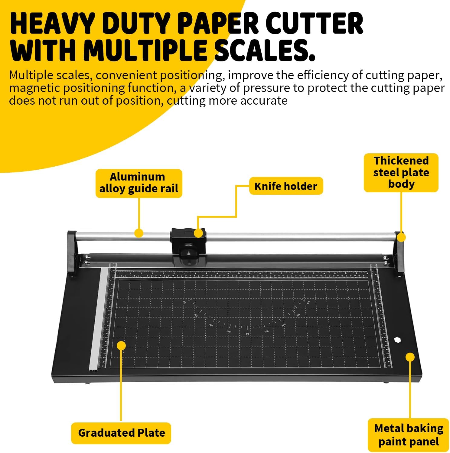 14 Inch Rolling Cutter Precision Rotary Paper Trimmer,Manual Heavy Duty Professional Rolling Trimmer for Photo Paper,Film,Art Paper Jam,Office Paper,Thin Plastic Soft Board,PVC,Cutting Table
