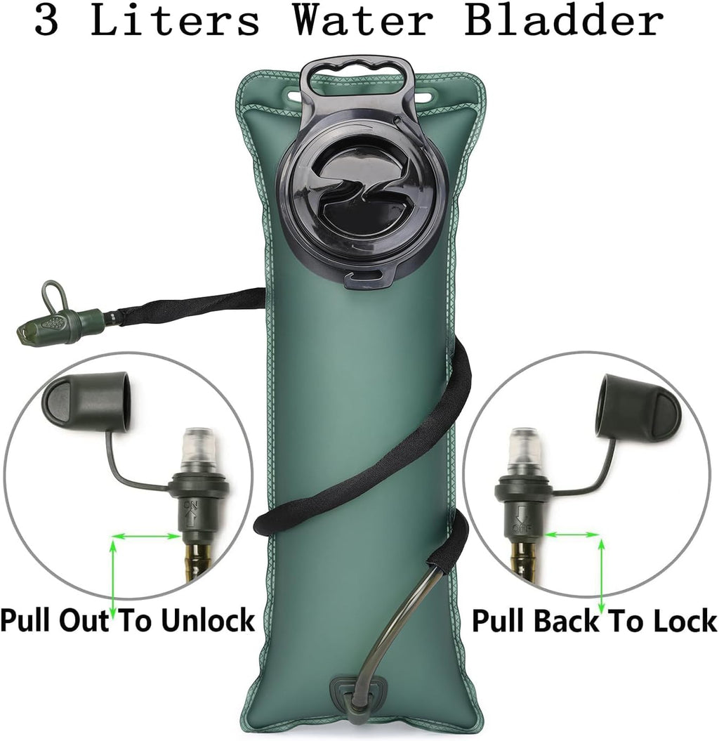Insulated Water Hydration Pack Bag with 3L TPU Bladder Tactical Molle Hydration Backpack for Hiking Cycling Running