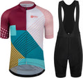 GCRFL Men's Cycling Jersey Set Road Bike Shorts Sleeves Jersey Zipper Pokcet Bib Shorts with Padded, Cycling Clothing kit Men