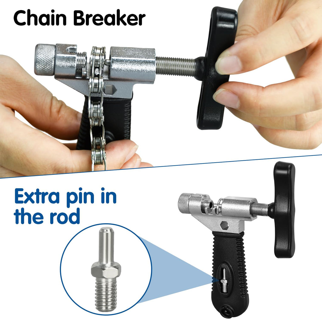 Bike Chain Kit, 6/7/8 Speed Multi-Function Bike Mechanic Repair Kit, Chain Breaker and Bike Link Plier with Hook and 3 Pairs Bicycle Buckle, Reusable