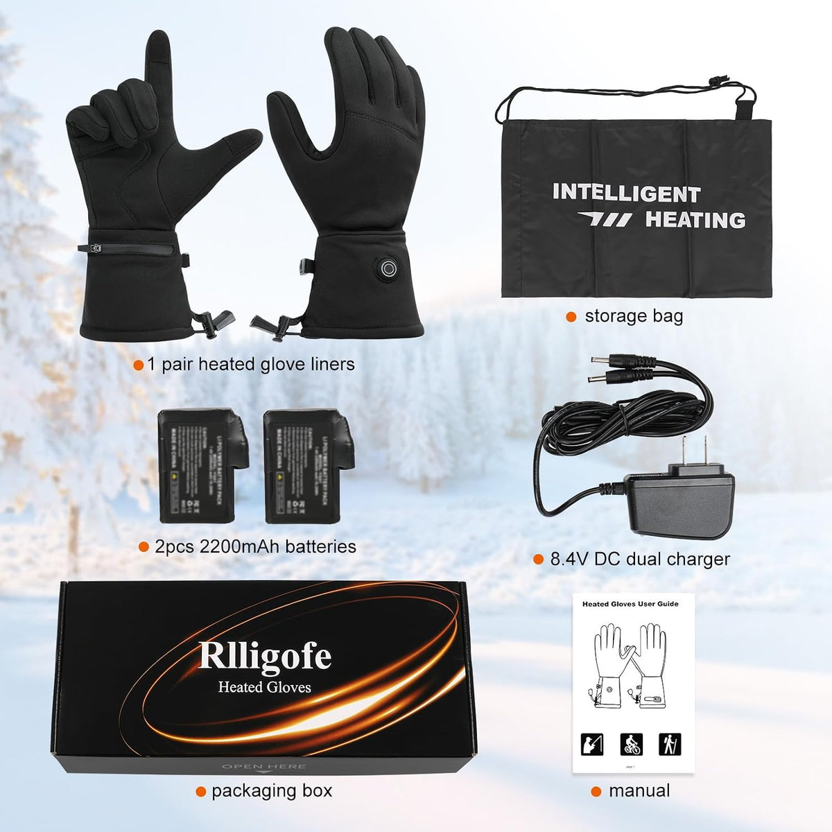 Heated Glove Liners for Men Women Rechargeable Heated Gloves with 3 Heat Settings, Thin Liners for Running Hiking Cycling Skiing Winter Activities