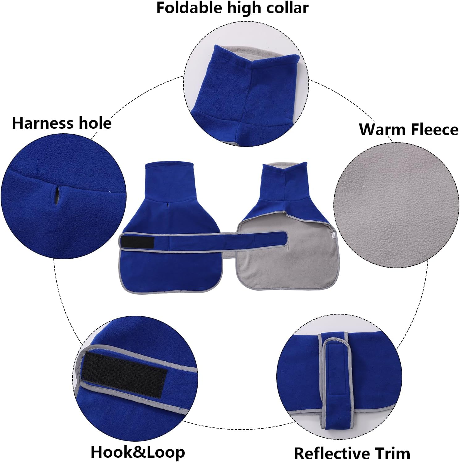Geyecete Dachshund Sweaters for Dachshunds - Winter Coat with Padded Fleece Lining and High Collar - Dog Snowsuit with Adjustable Bands - Blue - M