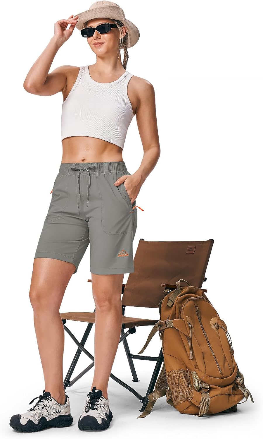 Rdruko Women's Hiking Shorts 8" Quick Dry Shorts with Pockets