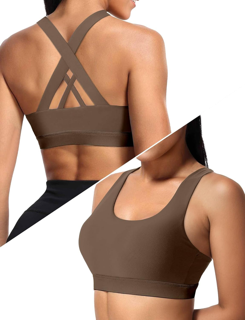 Buauty Sports Bra for Women, Criss Cross Back Medium Support Workout Bras with Removable Cups for Yoga Running Gym