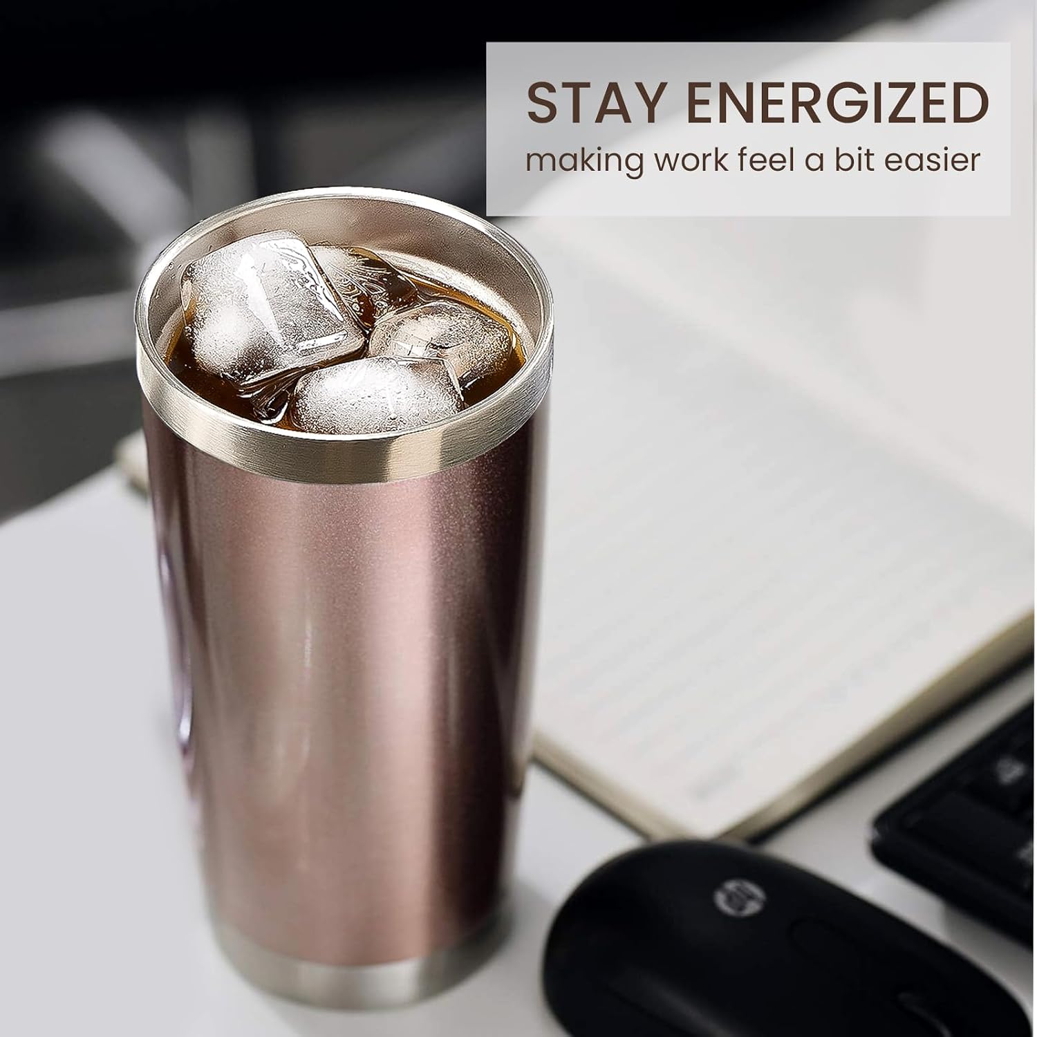 MEWAY 20oz Tumbler 4 Pack Double Wall Vacuum Insulated Travel Mug Bulk, Mix Color Stainless Steel Tumblers with Lid and Straw, Durable Powder Coated Coffee Cups for Cold & Hot Drinks（Color Mix, 4