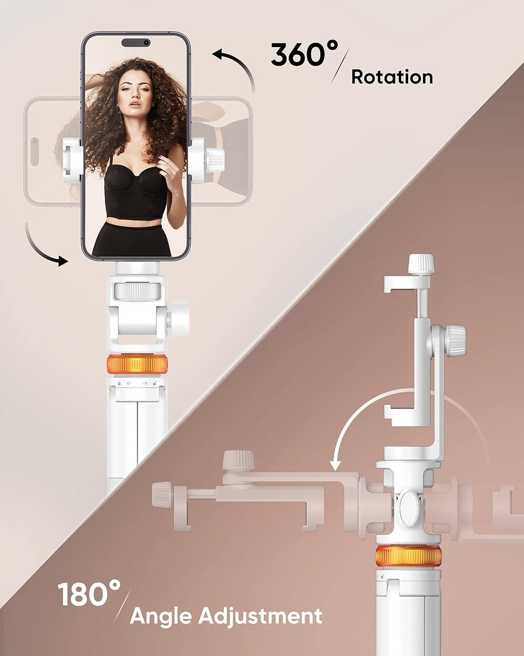 EUCOS 62" Two Sets Phone Tripod, Selfie Stick Tripod with Remote & Lightweight Design, Compatible with Action Camera & Smartphones (2.2" to 3.6")
