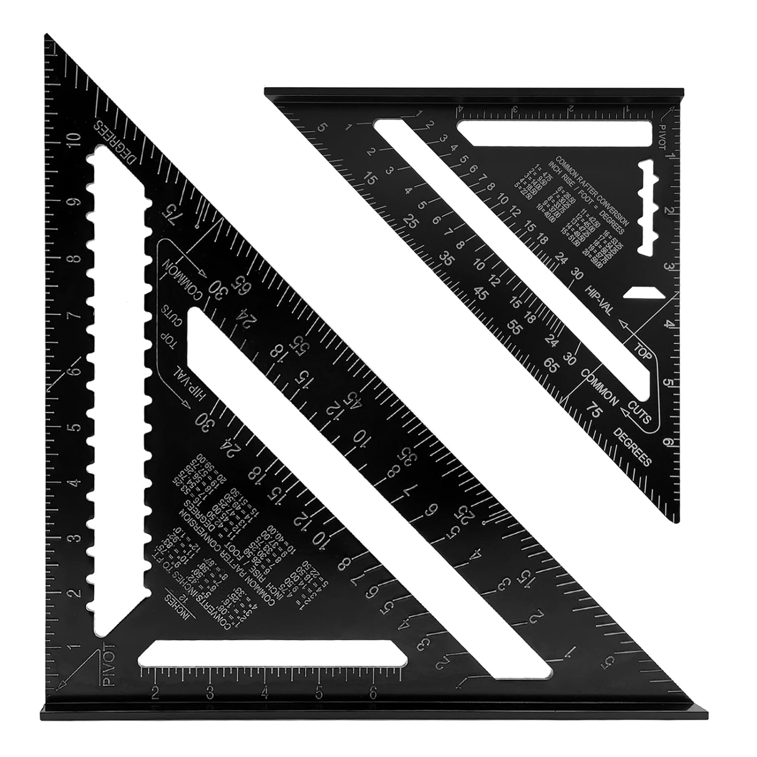 12 inch Rafter Square Aluminum Alloy Double Scale Triangle Ruler Angle Ruler Carpenter Triangle Square Rafter Tool Mensurement Tool for Woodworking and Carpentry