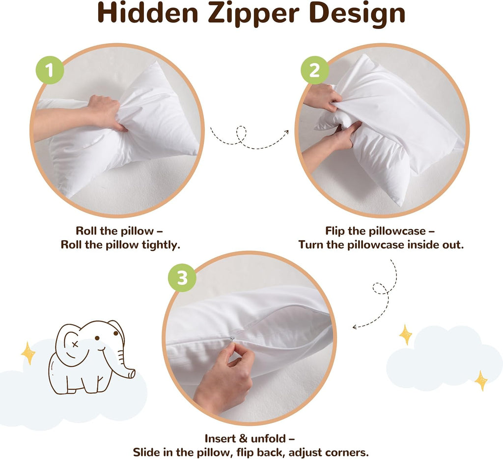 NTBAY Toddler Pillows with Pillowcases Set, 4 Piece 13 x 18, Brown
