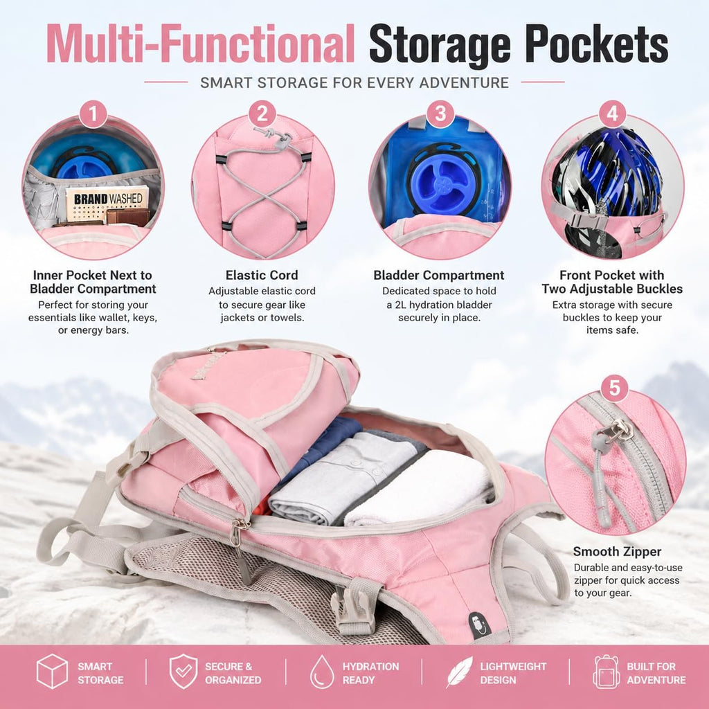Zavothy Hydration Backpack with 2L Hydration Bladder Water Backpack for Hiking Hydration Pack for Running Cycling Hiking
