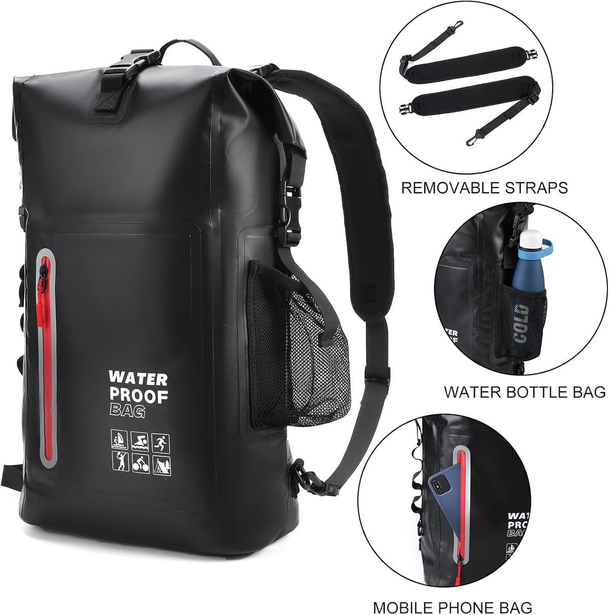 Waterproof Backpack, Waterproof Backpack That Can Float, Suitable for Kayaking And Beach Activities, Outdoor Moisture-Proof Bag