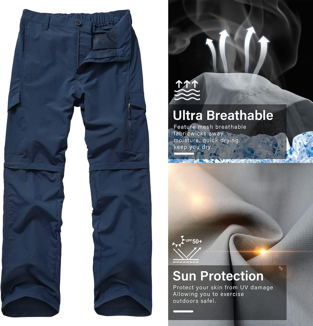 linlon Boy Scout Pants Hiking Mens Convertible Zip Off Safari Fishing