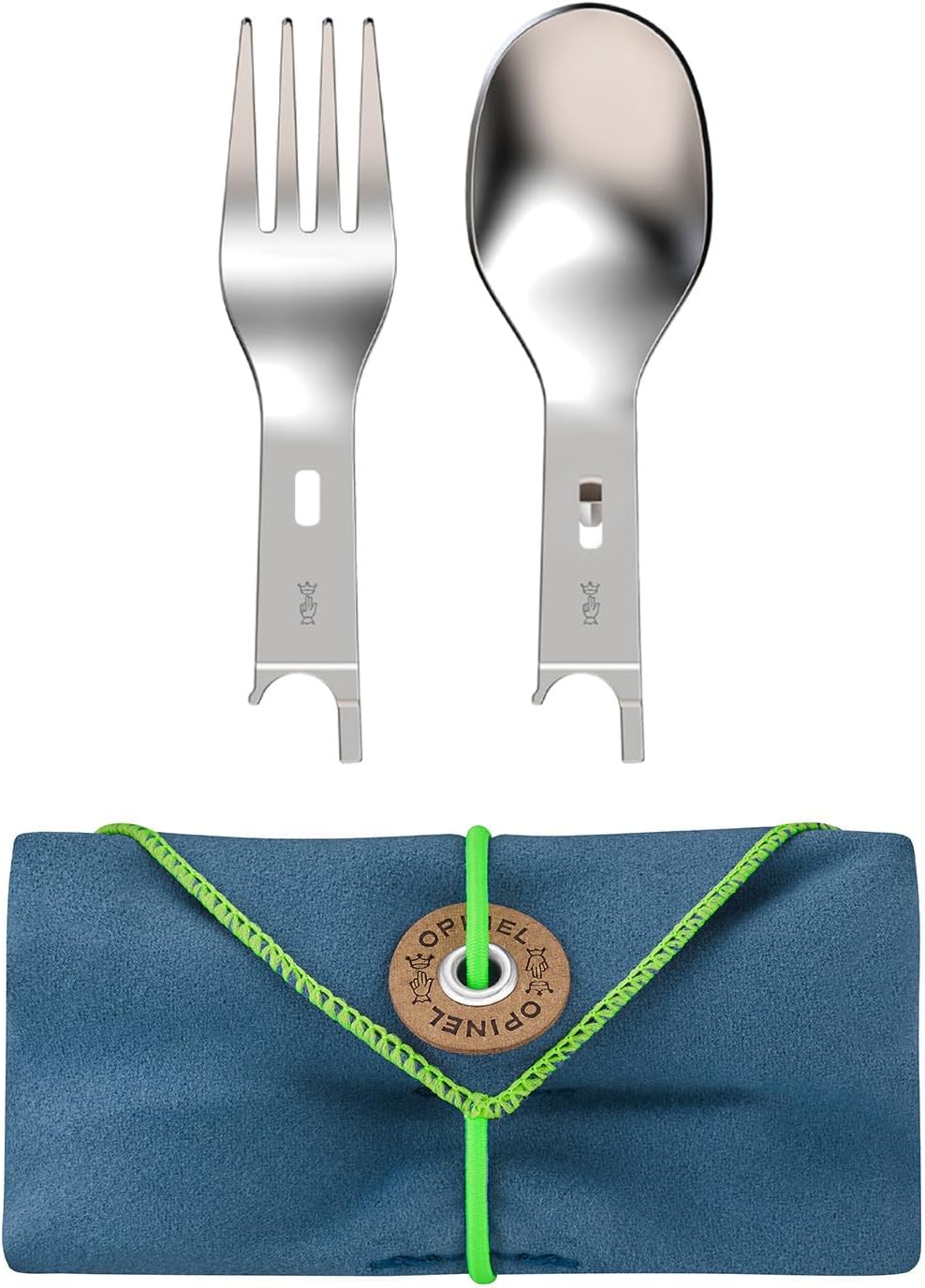 Opinel Picnic+ Cutlery Insert Set for No. 8 Folding Pocket Knives, Fork and Spoon Insert, Micro Fiber Napkin, Made in France